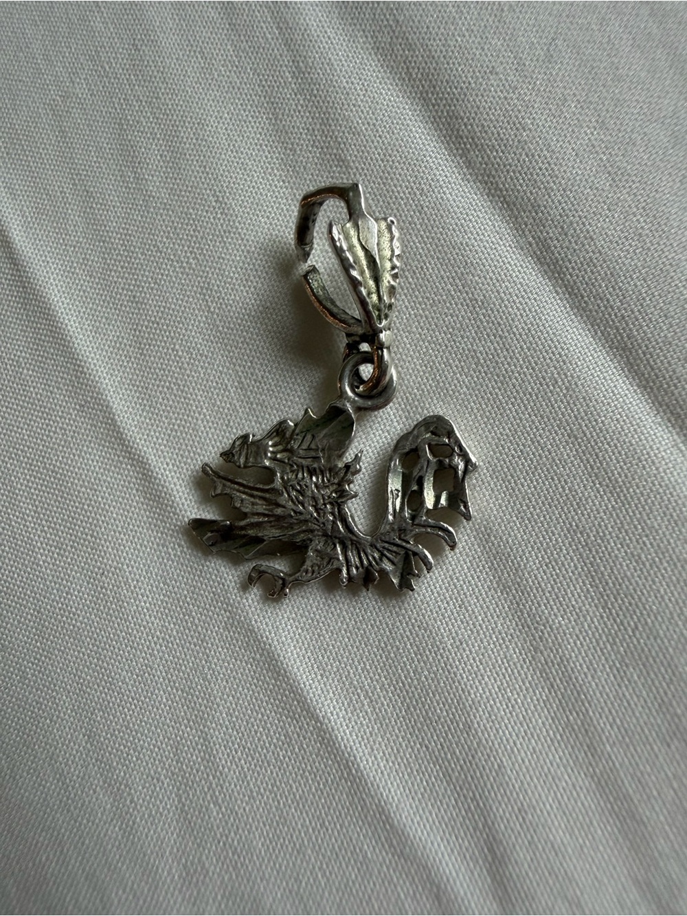 Sterling Silver Dragon Charm Pendant in Silver gamecocks
